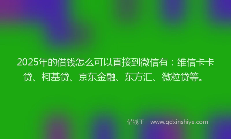 2025年的借钱怎么可以直接到微信有：维信卡卡贷、柯基贷、京东金融、东方汇、微粒贷等。