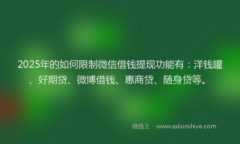 2025年的如何限制微信借钱提现功能有：洋钱罐、好期贷、微博借钱、惠商贷、随身贷等。