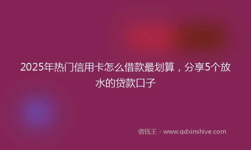 2025年热门信用卡怎么借款最划算，分享5个放水的贷款口子