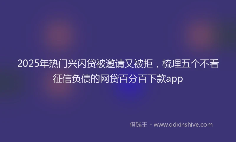 2025年热门兴闪贷被邀请又被拒，梳理五个不看征信负债的网贷百分百下款app