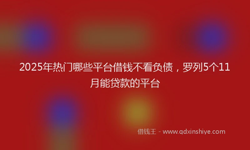2025年热门哪些平台借钱不看负债，罗列5个11月能贷款的平台