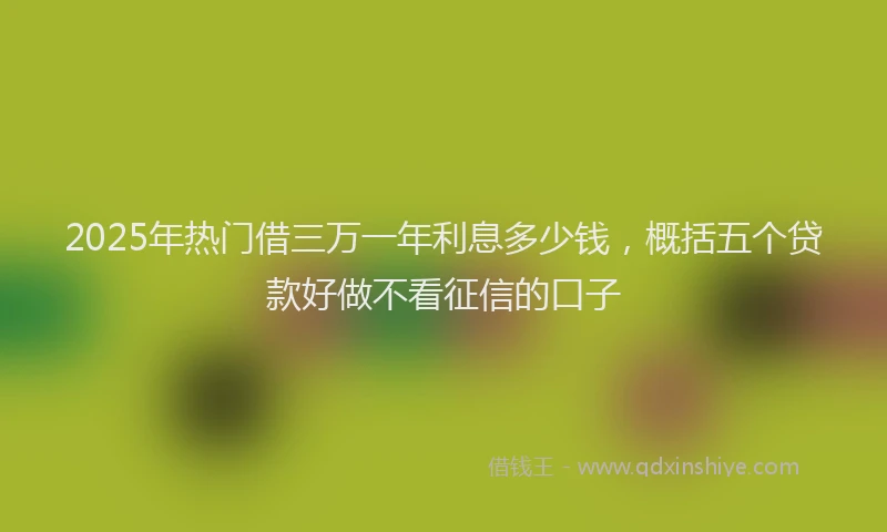 2025年热门借三万一年利息多少钱，概括五个贷款好做不看征信的口子