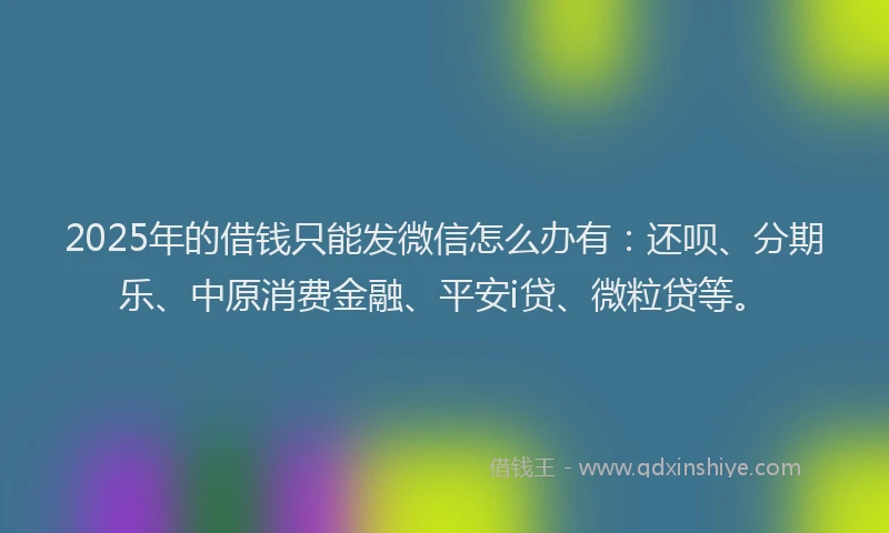 2025年的借钱只能发微信怎么办有：还呗、分期乐、中原消费金融、平安i贷、微粒贷等。