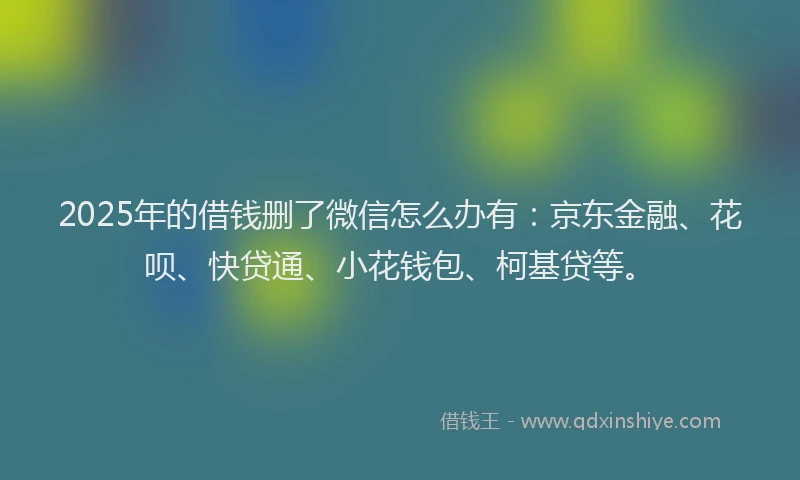 2025年的借钱删了微信怎么办有：京东金融、花呗、快贷通、小花钱包、柯基贷等。