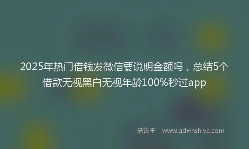 2025年热门借钱发微信要说明金额吗，总结5个借款无视黑白无视年龄100%秒过app