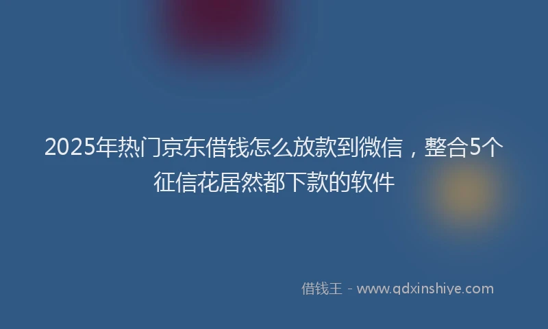 2025年热门京东借钱怎么放款到微信，整合5个征信花居然都下款的软件