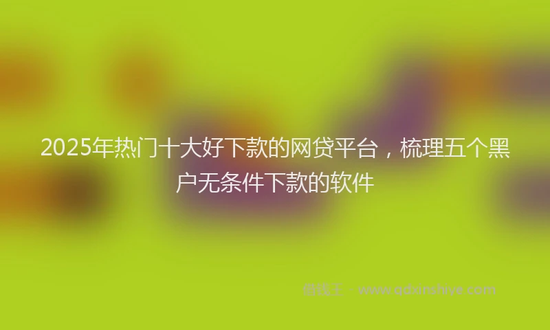 2025年热门十大好下款的网贷平台，梳理五个黑户无条件下款的软件
