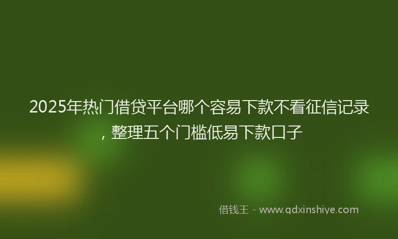 2025年热门借贷平台哪个容易下款不看征信记录，整理五个门槛低易下款口子