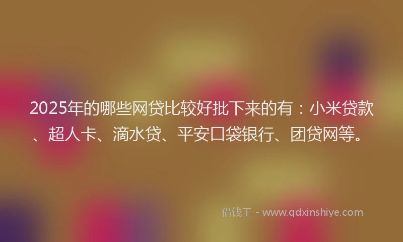 2025年的哪些网贷比较好批下来的有：小米贷款、超人卡、滴水贷、平安口袋银行、团贷网等。