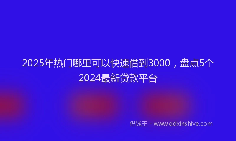 2025年热门哪里可以快速借到3000，盘点5个2024最新贷款平台