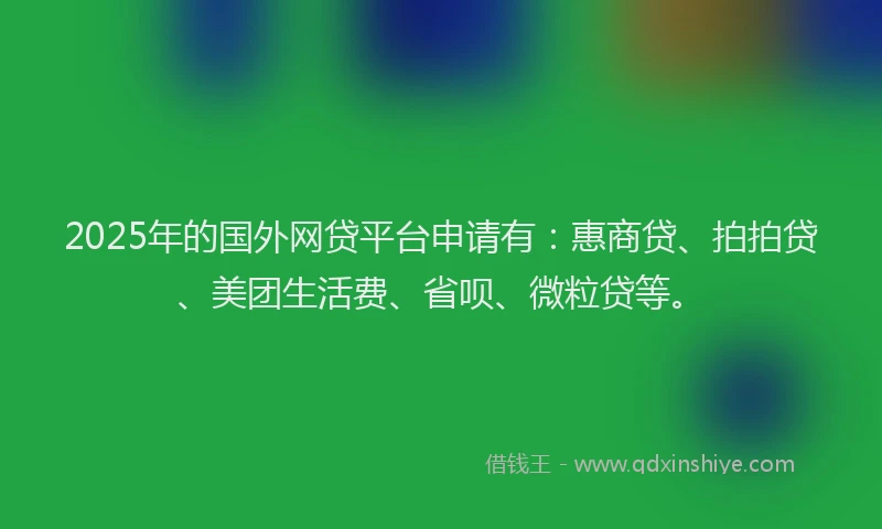 2025年的国外网贷平台申请有：惠商贷、拍拍贷、美团生活费、省呗、微粒贷等。