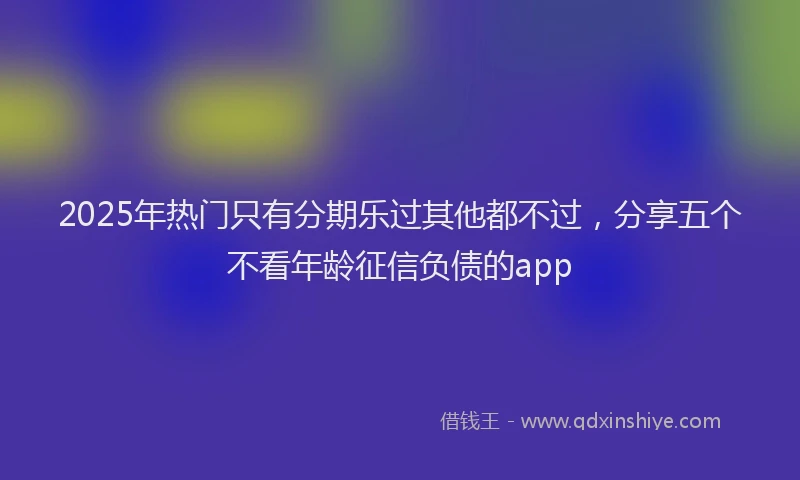 2025年热门只有分期乐过其他都不过，分享五个不看年龄征信负债的app