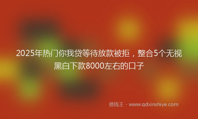 2025年热门你我贷等待放款被拒，整合5个无视黑白下款8000左右的口子
