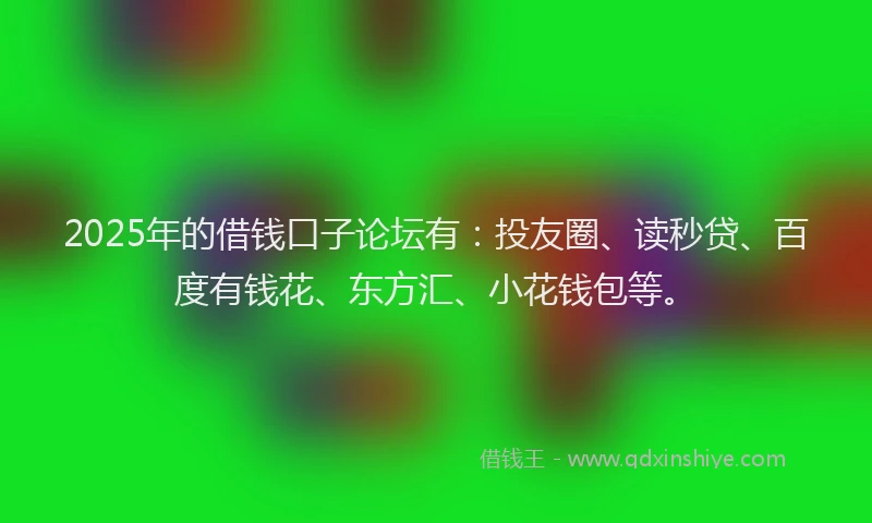 2025年的借钱口子论坛有：投友圈、读秒贷、百度有钱花、东方汇、小花钱包等。