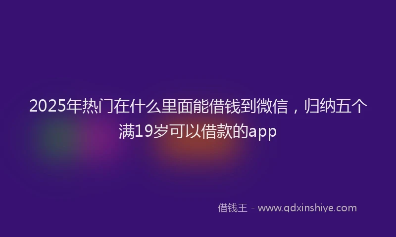 2025年热门在什么里面能借钱到微信，归纳五个满19岁可以借款的app