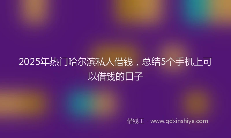 2025年热门哈尔滨私人借钱，总结5个手机上可以借钱的口子