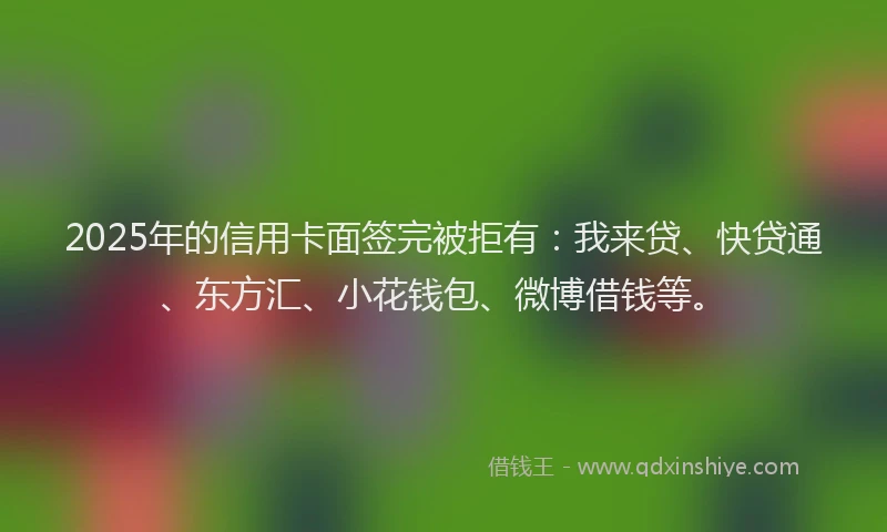 2025年的信用卡面签完被拒有：我来贷、快贷通、东方汇、小花钱包、微博借钱等。