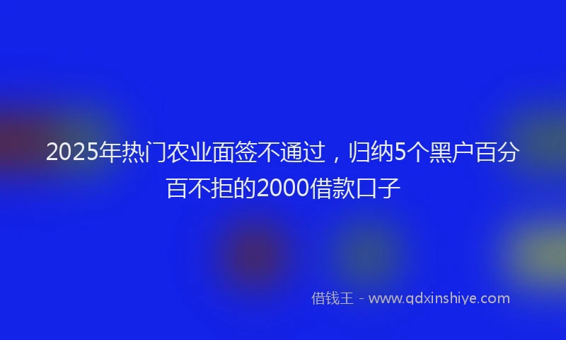 2025年热门农业面签不通过，归纳5个黑户百分百不拒的2000借款口子
