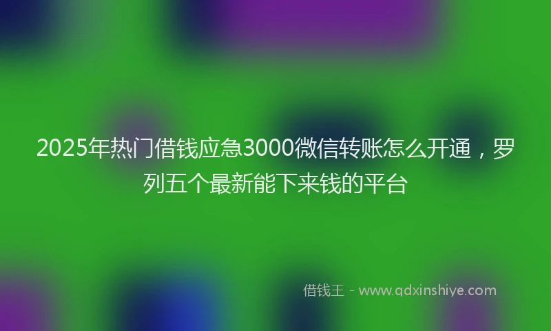 2025年热门借钱应急3000微信转账怎么开通，罗列五个最新能下来钱的平台