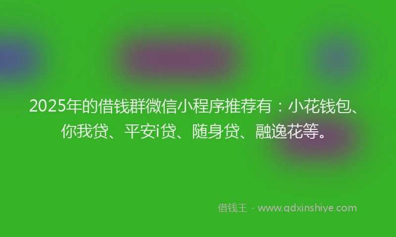 2025年的借钱群微信小程序推荐有：小花钱包、你我贷、平安i贷、随身贷、融逸花等。