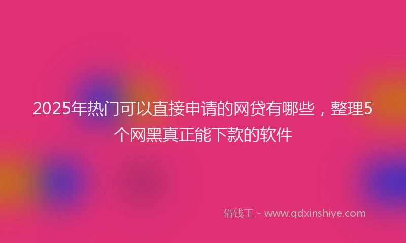 2025年热门可以直接申请的网贷有哪些，整理5个网黑真正能下款的软件