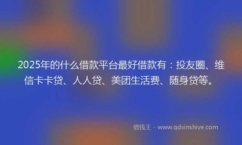 2025年的什么借款平台最好借款有：投友圈、维信卡卡贷、人人贷、美团生活费、随身贷等。