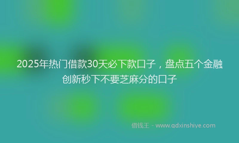 2025年热门借款30天必下款口子，盘点五个金融创新秒下不要芝麻分的口子