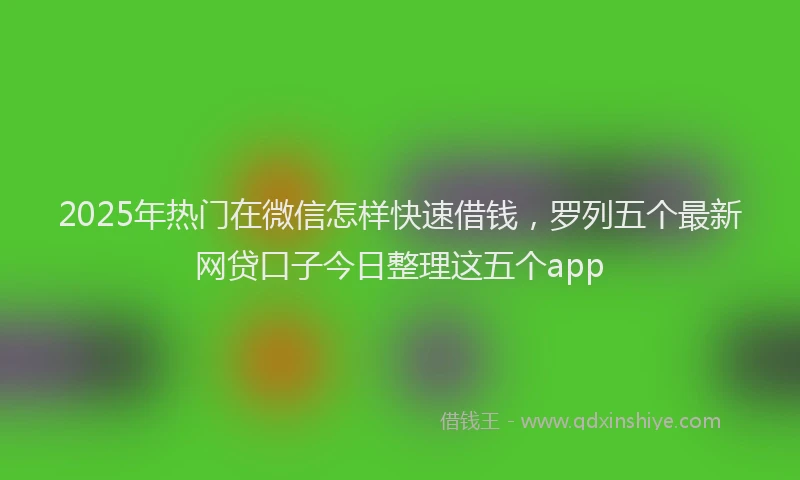 2025年热门在微信怎样快速借钱，罗列五个最新网贷口子今日整理这五个app