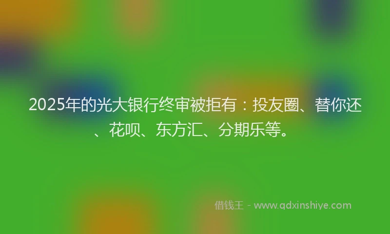 2025年的光大银行终审被拒有：投友圈、替你还、花呗、东方汇、分期乐等。