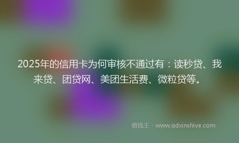 2025年的信用卡为何审核不通过有：读秒贷、我来贷、团贷网、美团生活费、微粒贷等。