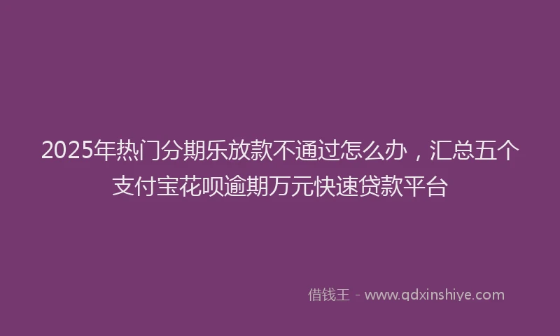 2025年热门分期乐放款不通过怎么办，汇总五个支付宝花呗逾期万元快速贷款平台