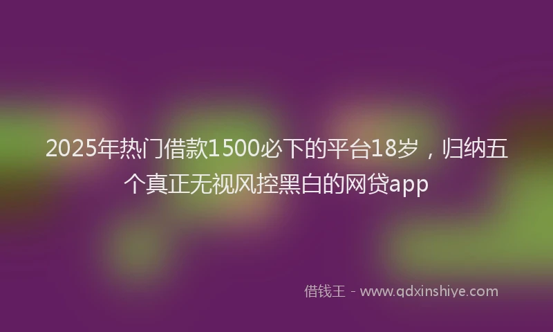 2025年热门借款1500必下的平台18岁，归纳五个真正无视风控黑白的网贷app