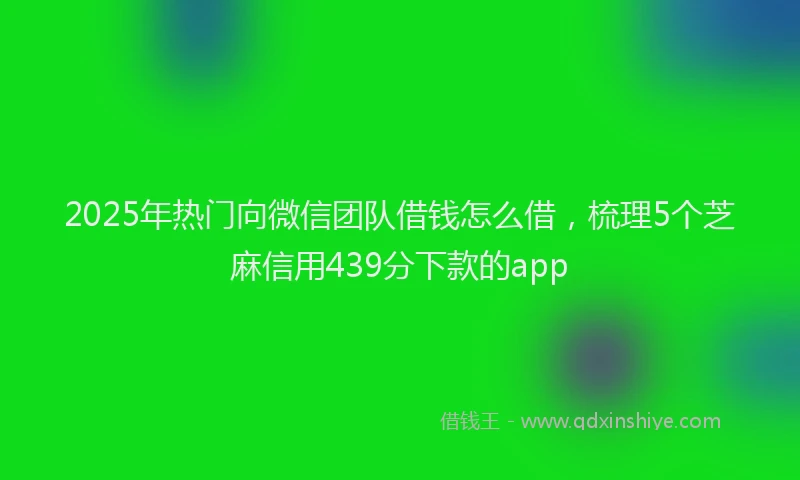 2025年热门向微信团队借钱怎么借，梳理5个芝麻信用439分下款的app