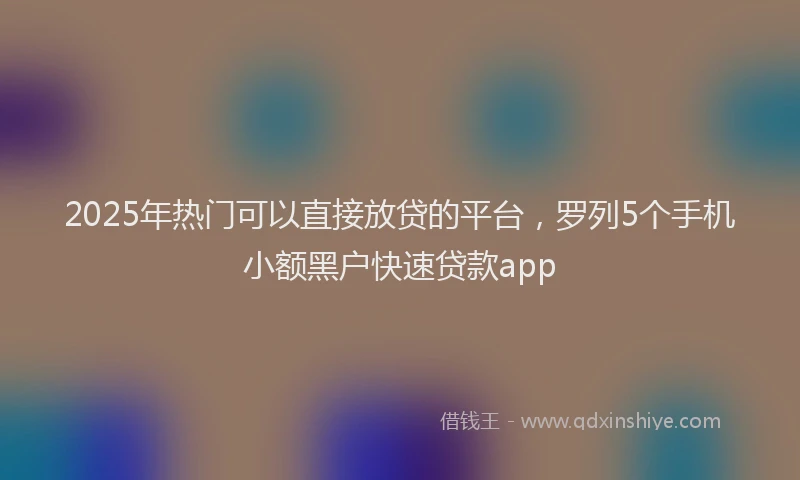 2025年热门可以直接放贷的平台，罗列5个手机小额黑户快速贷款app