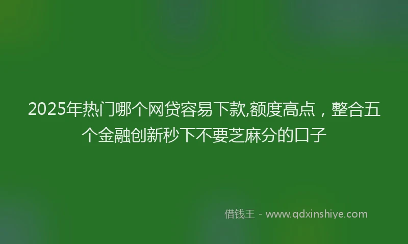 2025年热门哪个网贷容易下款,额度高点，整合五个金融创新秒下不要芝麻分的口子