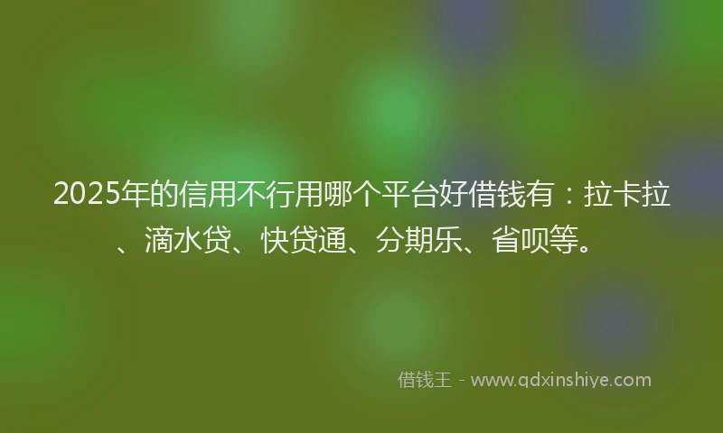 2025年的信用不行用哪个平台好借钱有：拉卡拉、滴水贷、快贷通、分期乐、省呗等。