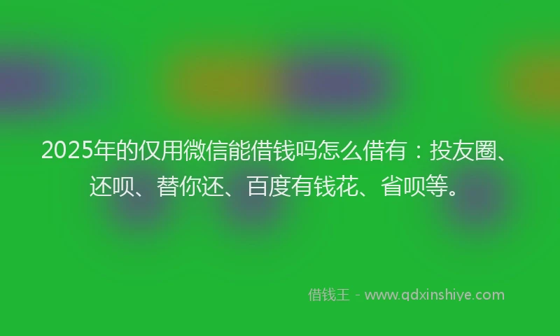 2025年的仅用微信能借钱吗怎么借有：投友圈、还呗、替你还、百度有钱花、省呗等。