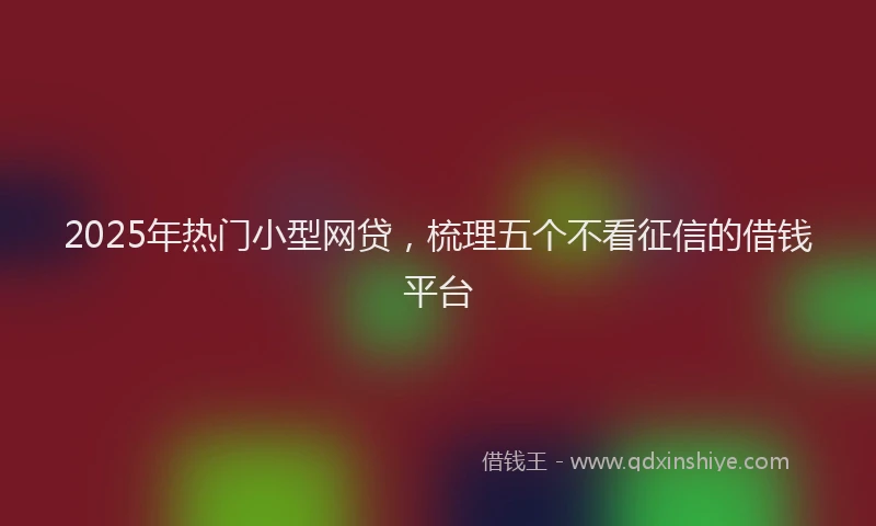 2025年热门小型网贷，梳理五个不看征信的借钱平台