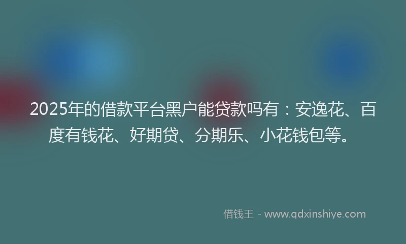 2025年的借款平台黑户能贷款吗有：安逸花、百度有钱花、好期贷、分期乐、小花钱包等。