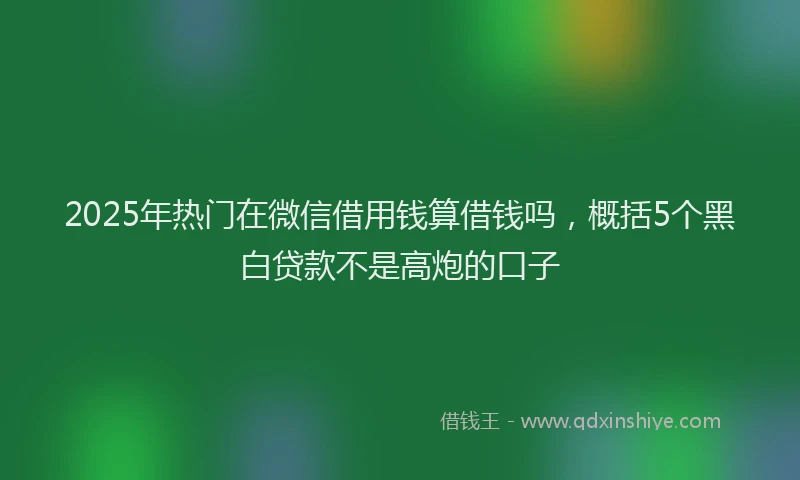 2025年热门在微信借用钱算借钱吗，概括5个黑白贷款不是高炮的口子