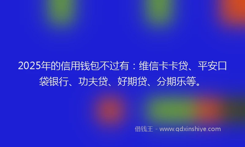 2025年的信用钱包不过有：维信卡卡贷、平安口袋银行、功夫贷、好期贷、分期乐等。