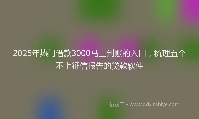 2025年热门借款3000马上到账的入口，梳理五个不上征信报告的贷款软件