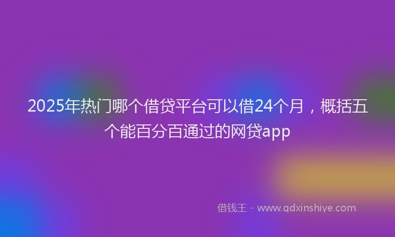 2025年热门哪个借贷平台可以借24个月，概括五个能百分百通过的网贷app