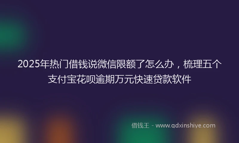 2025年热门借钱说微信限额了怎么办，梳理五个支付宝花呗逾期万元快速贷款软件