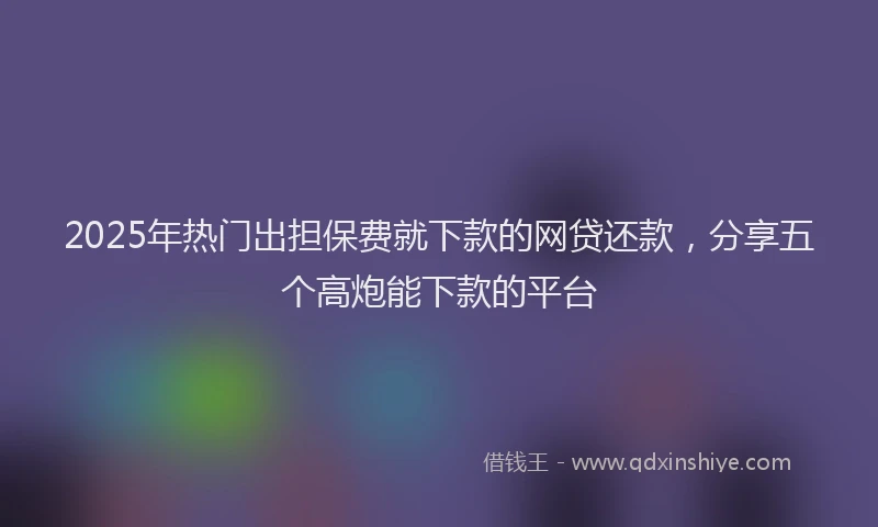 2025年热门出担保费就下款的网贷还款，分享五个高炮能下款的平台