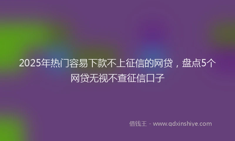 2025年热门容易下款不上征信的网贷，盘点5个网贷无视不查征信口子