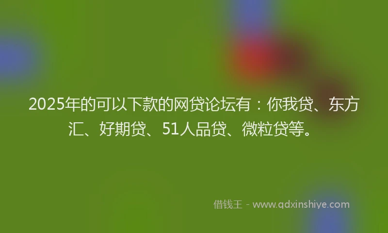 2025年的可以下款的网贷论坛有：你我贷、东方汇、好期贷、51人品贷、微粒贷等。