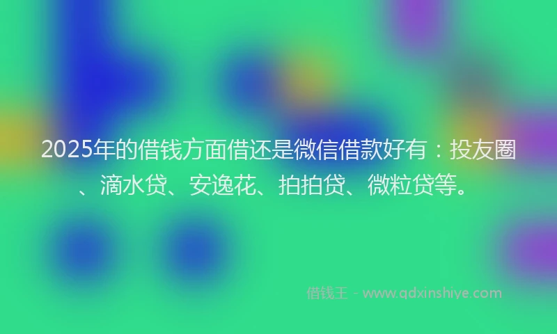 2025年的借钱方面借还是微信借款好有：投友圈、滴水贷、安逸花、拍拍贷、微粒贷等。