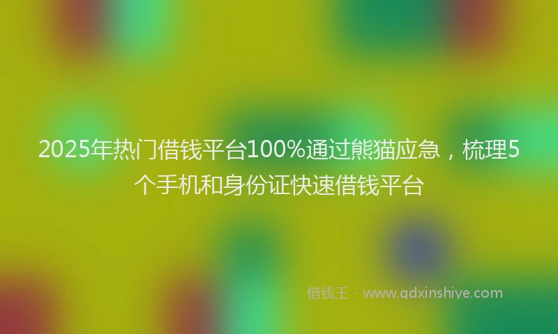 2025年热门借钱平台100%通过熊猫应急，梳理5个手机和身份证快速借钱平台