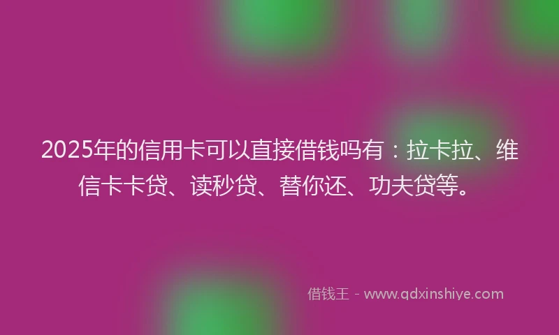 2025年的信用卡可以直接借钱吗有：拉卡拉、维信卡卡贷、读秒贷、替你还、功夫贷等。